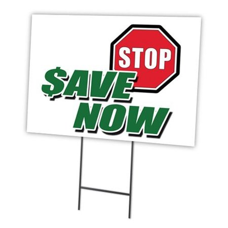 SIGNMISSION 16 in Height, 0.25 in Width, Coroplast, 16" x 12", C-1216-DS-Stop Save Now C-1216-DS-Stop Save Now